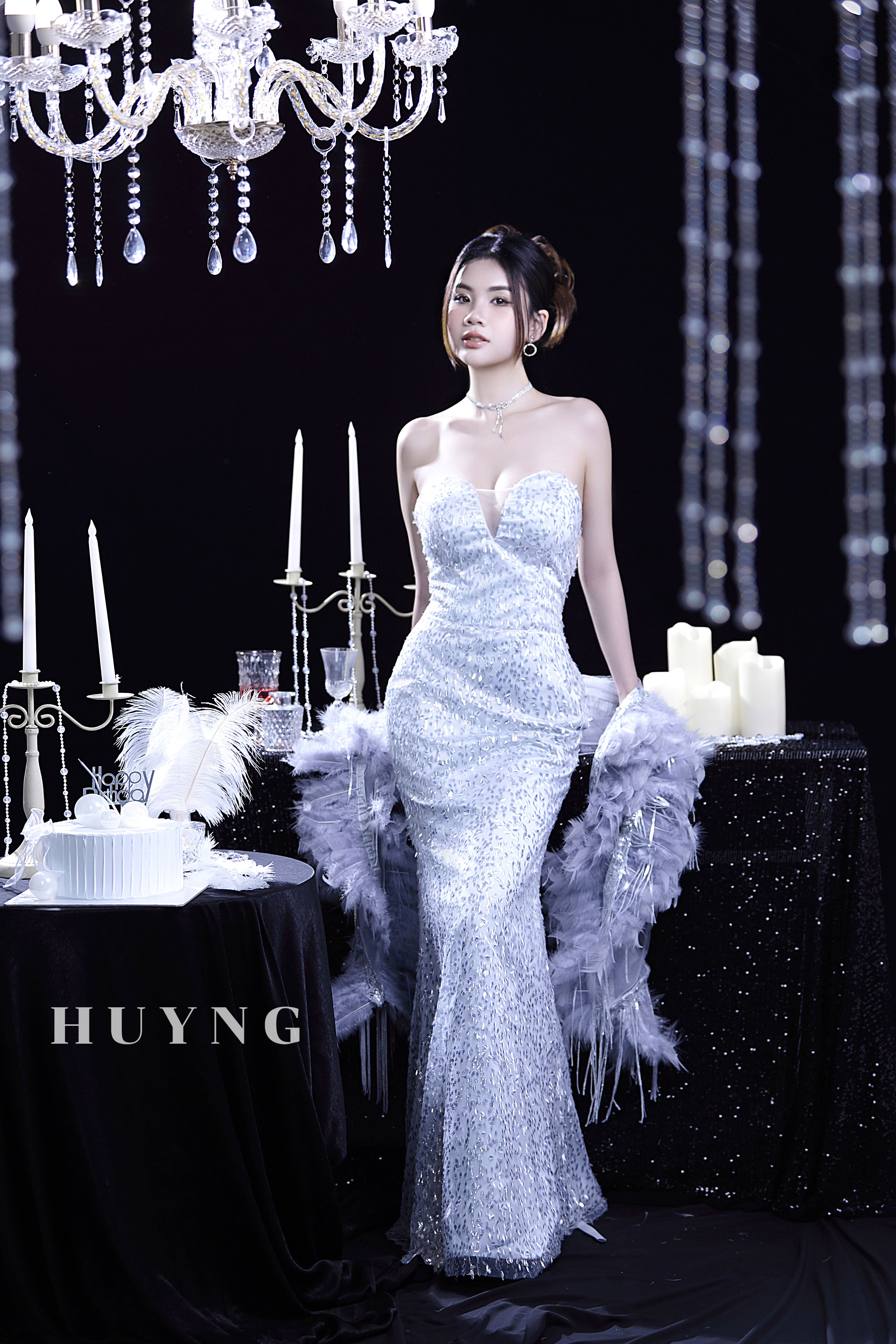 Chụp ảnh beauty concept Á Đông lụa trắng hoa mai nghệ thuật tại Teddy Studio